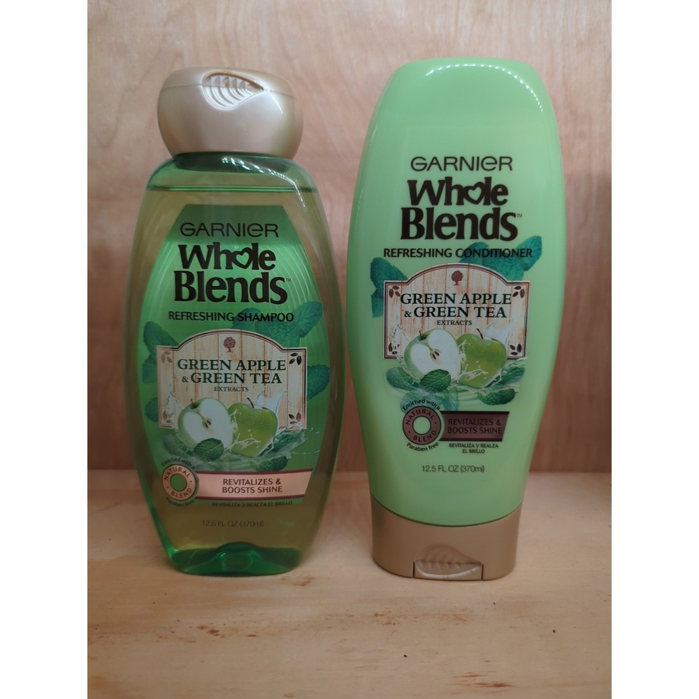 Garnier Whole Blends Shampoo + Conditioner Combo, Green apple and Green Tea